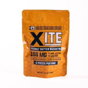 XITE - 15mg Delta 9 THC / 15mg CBD Chocolate (5ct Bag) - Peanut Butter Nuggets