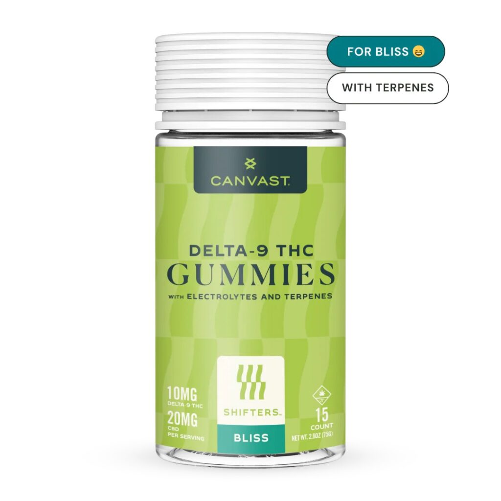 Canvast - Shifters Bliss 10mg Delta-9 Gummies + 20mg CBD + Electrolytes + Terpenes - 15ct