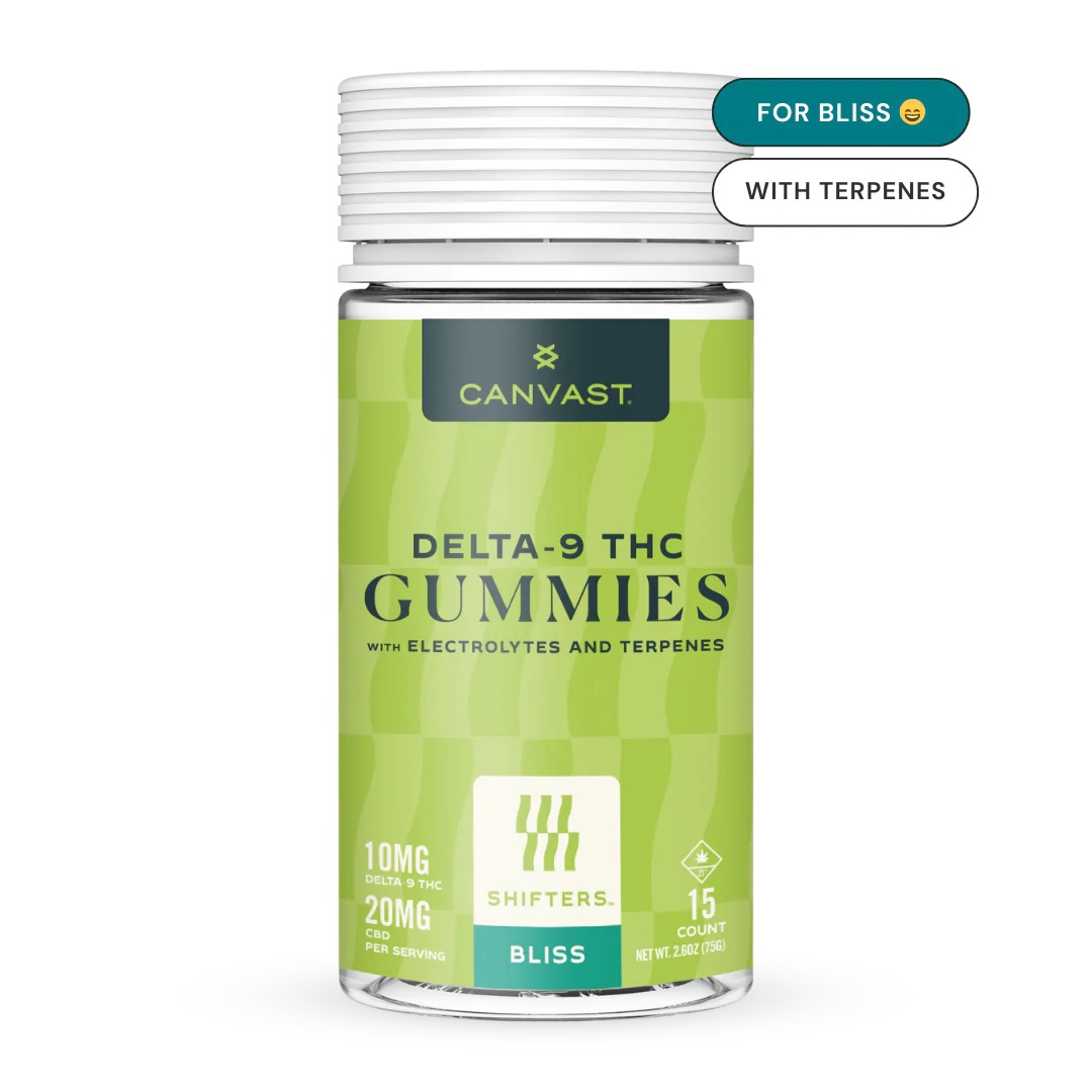 Canvast - Shifters Bliss 10mg Delta-9 Gummies + 20mg CBD + Electrolytes + Terpenes - 15ct