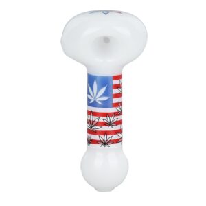 American Hemp Leaf Flag - Glass Spoon Pipe 4"