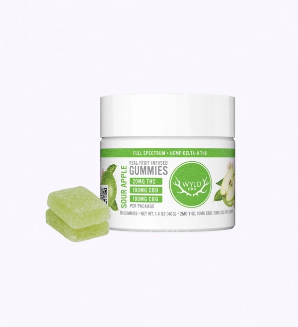 WYLD - 2mg THC Real Fruit Gummies + 20mg CBD/CBG - 10ct